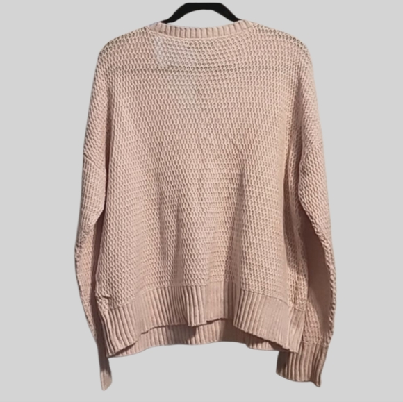 Moral Fiber Pullover Sweater Women's 3X Pink Open Knit Long Sleeve Light Y2K - Picture 6 of 11